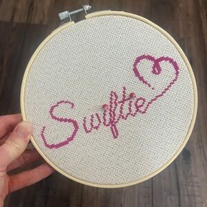 Taylor Swift - Swifty Heart - Finished Counted Cross Stitch - Ready to Hang